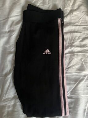 adidas Black Joggers with Light Pink Side Stripes